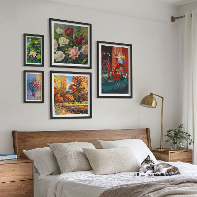 Lot de tableaux encadrés Fleurs dans le paysage printanier