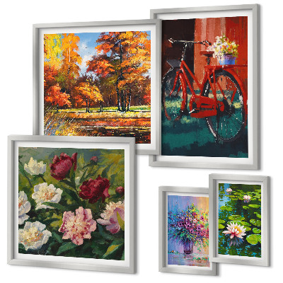 Lot de tableaux encadrés Fleurs dans le paysage printanier