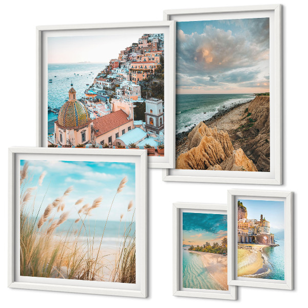 Ensemble de 5 tableaux Paysages de plage du monde