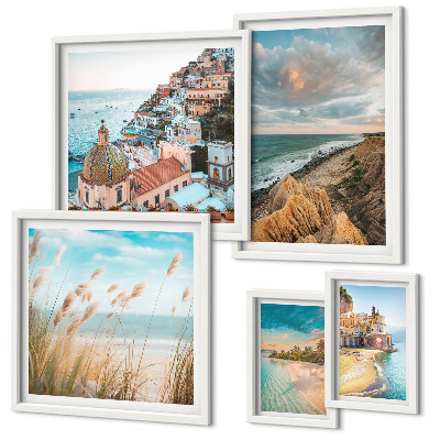 Ensemble de 5 tableaux Paysages de plage du monde