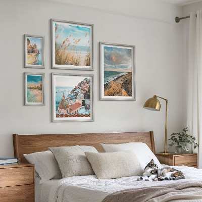 Ensemble de 5 tableaux Paysages de plage du monde
