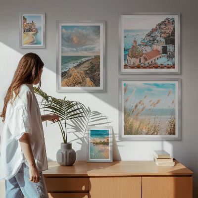 Ensemble de 5 tableaux Paysages de plage du monde