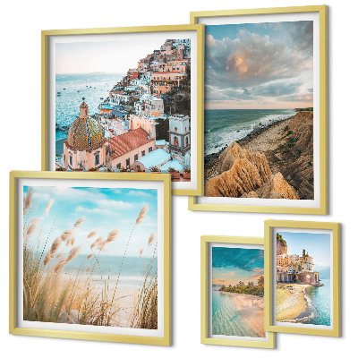 Ensemble de 5 tableaux Paysages de plage du monde