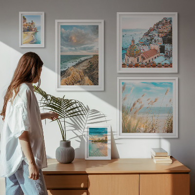 Ensemble de 5 tableaux Paysages de plage du monde