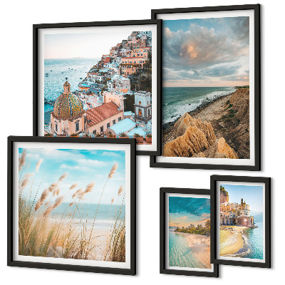 Ensemble de 5 tableaux Paysages de plage du monde