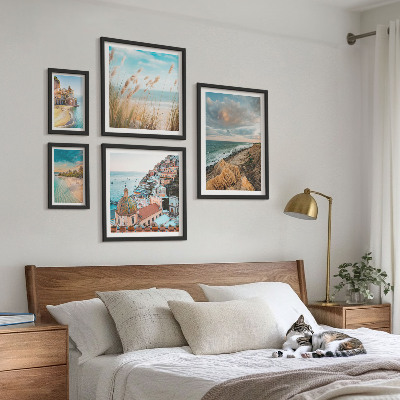 Ensemble de 5 tableaux Paysages de plage du monde