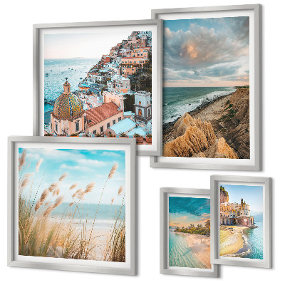 Ensemble de 5 tableaux Paysages de plage du monde
