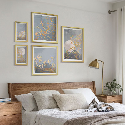 Tableau de décoration murale Vagues abstraites et oiseaux