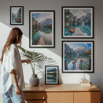 Lot de tableaux encadrés Lacs de montagne et nature