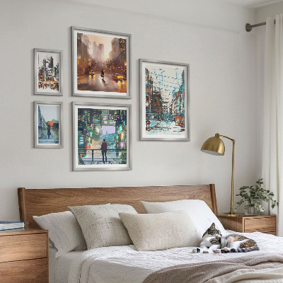 Ensemble de 5 tableaux Paysages urbains modernes