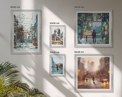 Ensemble de 5 tableaux Paysages urbains modernes