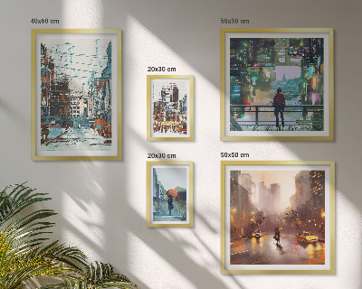 Ensemble de 5 tableaux Paysages urbains modernes