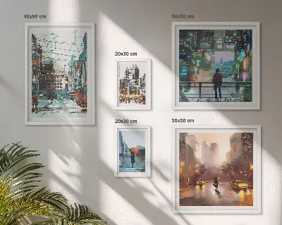 Paysages urbains modernes ensemble de 5 tableaux