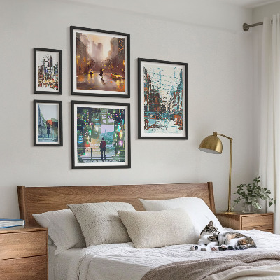 Ensemble de 5 tableaux Paysages urbains modernes
