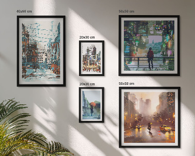 Ensemble de 5 tableaux Paysages urbains modernes