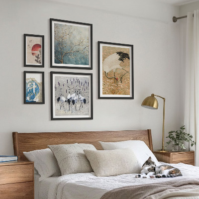 Ensemble de 5 tableaux Peintures naturalistes élégantes d'oiseaux