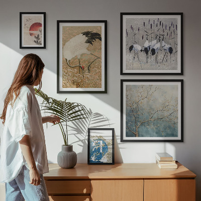 Ensemble de 5 tableaux Peintures naturalistes élégantes d'oiseaux