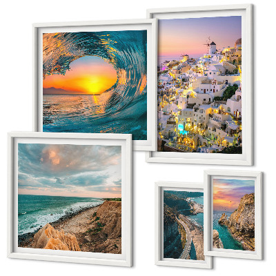 Lot de tableaux encadrés Paysages et plages du bord de mer