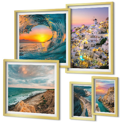Lot de tableaux encadrés Paysages et plages du bord de mer