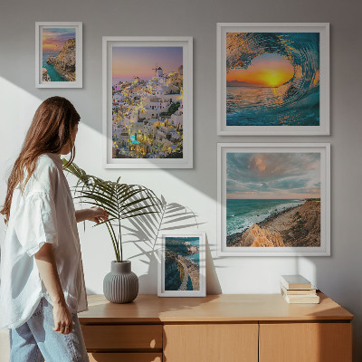 Lot de tableaux encadrés Paysages et plages du bord de mer