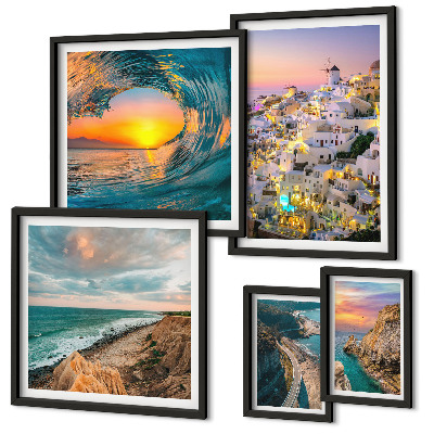 Lot de tableaux encadrés Paysages et plages du bord de mer