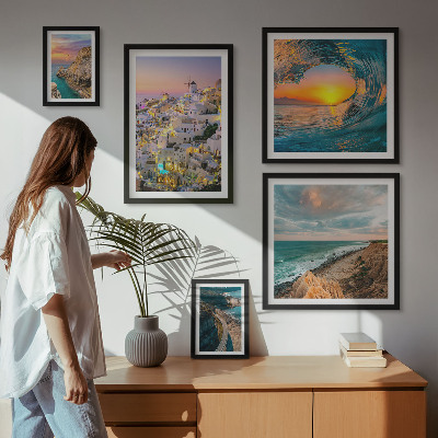 Lot de tableaux encadrés Paysages et plages du bord de mer