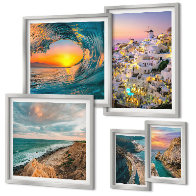 Lot de tableaux encadrés Paysages et plages du bord de mer