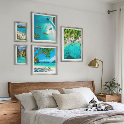 Ensemble de 5 tableaux Plages tropicales, eaux paradisiaques