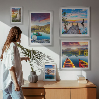 Lot de tableaux encadrés Paysages cascades lacs