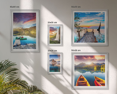 Lot de tableaux encadrés Paysages cascades lacs