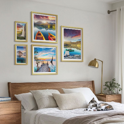 Lot de tableaux encadrés Paysages cascades lacs