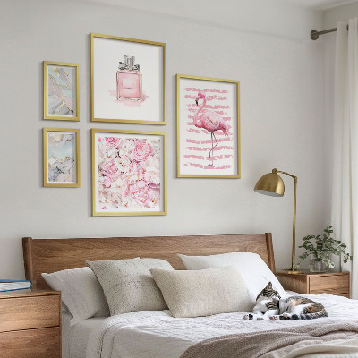 Lot de tableaux encadrés Des touches de rose élégantes ornées de fleurs flamant rose
