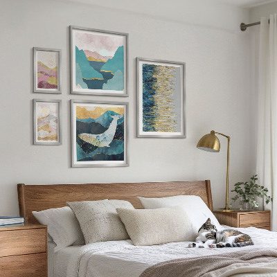 Ensemble de 5 tableaux Montagnes abstraites mer moderne