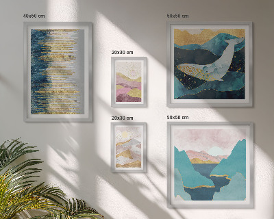 Ensemble de 5 tableaux Montagnes abstraites mer moderne
