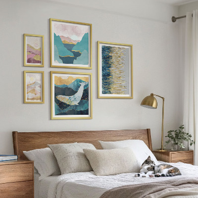 Ensemble de 5 tableaux Montagnes abstraites mer moderne
