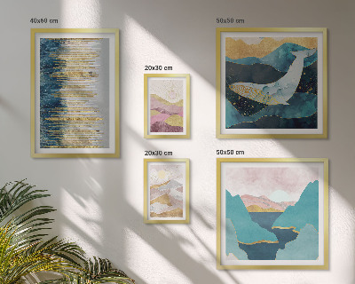 Ensemble de 5 tableaux Montagnes abstraites mer moderne