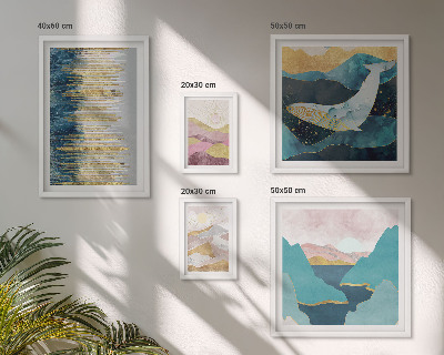 Ensemble de 5 tableaux Montagnes abstraites mer moderne