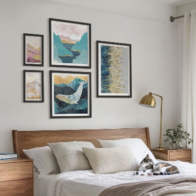 Ensemble de 5 tableaux Montagnes abstraites mer moderne
