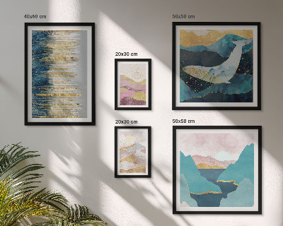 Ensemble de 5 tableaux Montagnes abstraites mer moderne