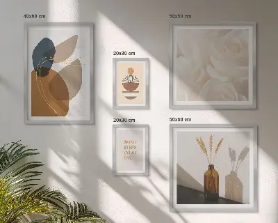 Lot de tableaux encadrés avec décorations végétales bohèmes