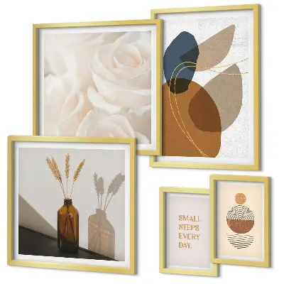 Lot de tableaux encadrés avec décorations végétales bohèmes