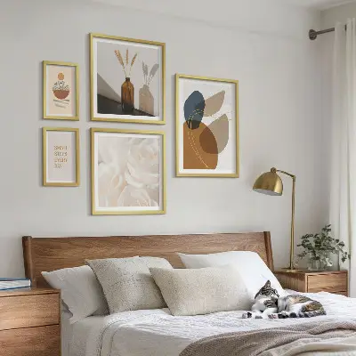 Lot de tableaux encadrés avec décorations végétales bohèmes