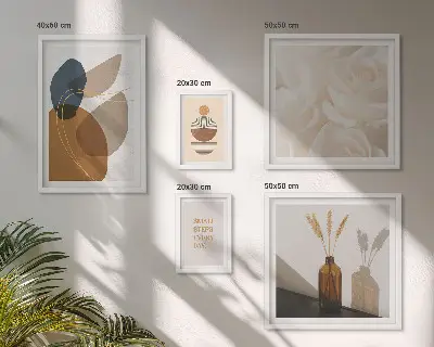 Lot de tableaux encadrés avec décorations végétales bohèmes