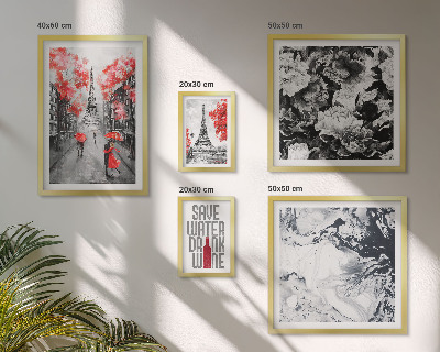 Ensemble de 5 tableaux Fleurs et motifs parisiens
