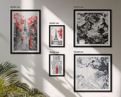 Ensemble de 5 tableaux Fleurs et motifs parisiens