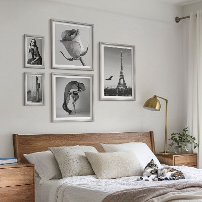 Lot de tableaux encadrés Paris élégant en noir et blanc