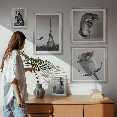Lot de tableaux encadrés Paris élégant en noir et blanc
