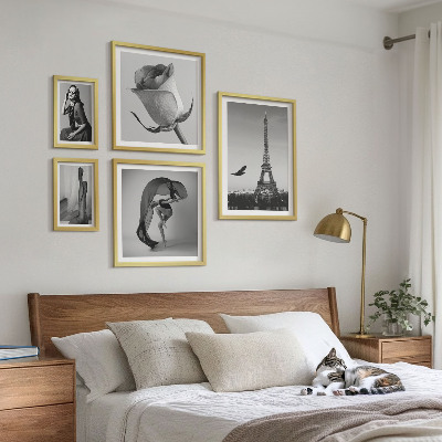 Lot de tableaux encadrés Paris élégant en noir et blanc