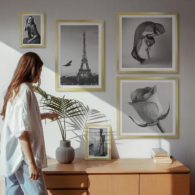 Lot de tableaux encadrés Paris élégant en noir et blanc
