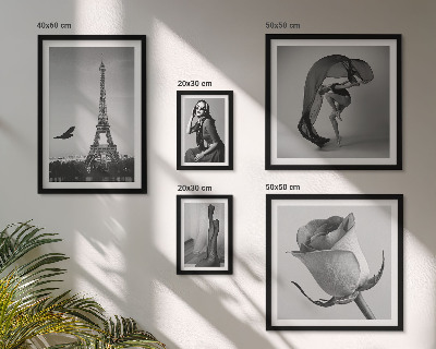 Lot de tableaux encadrés Paris élégant en noir et blanc